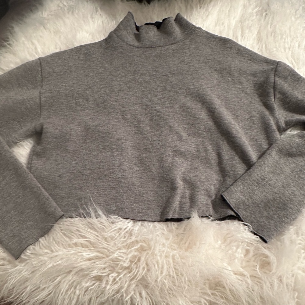 Zara cropped grey turtle neck sweater